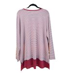 Chico's  Long Sleeve Striped Top size 3 XL Womens Pink V-Neck Woven Hem Shirt NWT Photo 1