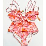 AQUA X STUDIO 189 One Piece Swimsuit Size Medium Batik Leaf Cut Out Beachwear Photo 1