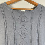 EQL by Kerrits Lucky Horseshoe Cable‎ Equestrian Sporty Preppy Sweater Size XL Gray Photo 2