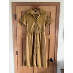 Who What Wear  Faux Leather Camel Button Down Midi Dress Women’s size Small Photo 2