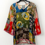 Johnny Was  Samantha Blouse Asian Samurai Boho Patchwork Print 3/4 Sleeve Sz S Photo 0