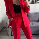 ZARA INVERTED LAPEL LONG BLAZER Shoulder Pads Welt Pockets Metal Hook Closure Photo 0