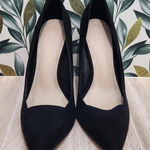 ASOS Pointed Toe Wedges Size 6 Black Faux Suede High Heel 4.5" Pumps Shoes Photo 0
