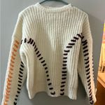 Boohoo Cream Sweater with Orange and Purple Accents Photo 0
