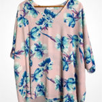 Adrienne  Pink and Blue Floral Blouse Flowy Tunic Medium Photo 0