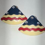 Vintage Red White Blue Enamel Rhinestone Retro Boho Triangle Earrings Photo 1