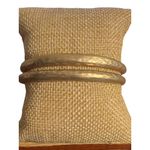 Matte Gold Tone Hammered Double Cuff Bracelet Layered 1/2" Wide Sitting at 6.25" Photo 1