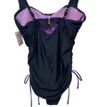 Athleta NWT Women Black & Purple Sara Swim Dress Ruched Overlay Size 34 B/C Tall Photo 8