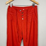 Sundance Pants Womens Small Orange Gauze Button Front Straight Leg Coastal Beach Photo 14