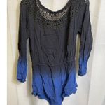 Victoria's Secret Victoria secret SKU 7688 Black and Blue Ombre Crochet Neck Long Sleeve Romper Si Photo 1