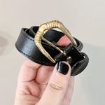 VINTAGE black & gold leather belt Photo 0