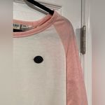 Naketano  Size XL Pink White Ringer Short Sleeve Tee Shirt Leather Logo Photo 5