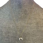 Crescent Mother of Pearl Reversed Moon Pendant Necklace Photo 0