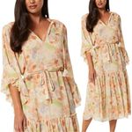 MISA Los Angeles Misa Bohemian Dainty Marcele Floral Chiffon Midi Dress Pastel Splash Size Medium Photo 1