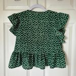 SheIn Green Floral Ruffle Top Photo 4