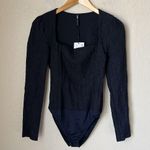 ZARA NWT  black crinkle square neck long sleeve bodysuit Photo 1