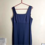 Donna Ricco  Navy Blue Special Occassion Maxi Dress Square Neckline Side Slit Photo 9