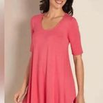 Soft Surroundings Timely Tunic Top Petite Med Pink Shark Bite Hem Short Sleeve Photo 0