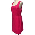 J.Crew  Scalloped Basketweave Square Neck Sheath Dress Pink Sz 10 Formal‎ Career Photo 2