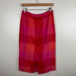 Talbots VTG‎  Womens 100% Linen Midi Skirt Sz 10 Pink Plaid Preppy Modest Teacher Photo 2