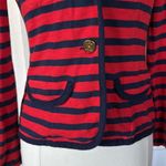 CAbi Yacht Club Blazer Small Red Navy Stripe Nautical Cotton Jacket Photo 2