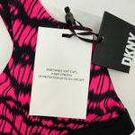 DKNY  Bikini Top Size Medium NWT Printed Square Neck Hot Pink Black Swim Sporty Photo 5