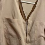 Calvin Klein Pale Blush Shimmery Half Front Zip Long Sleeve Blouse Size Large Photo 6