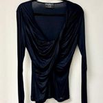 Salvatore Ferragamo  Twist Front Cowl Neck Long Sleeve Blouse Black Women's XL Photo 0