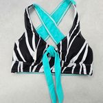Black Stripe Crisscross Tie Sports Bra Bikini Beach Bralette Swim Top S Small Photo 0