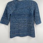 Manoush Blue White Black Crochet Knit Short Sleeve Sweater Size Small Photo 5