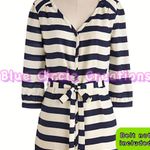 Pink Owl Navy and Cream Striped Long Sleeve Button Down Tunic Top •Size Medium Photo 10