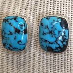 Sterling Silver JAY KING Turquoise Cabochon Black Matrix  Earrings NWOT Photo 5