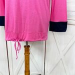 Talbots Chinch Hem Long Sleeve T Shirt Pink Navy Blue Medium Photo 5