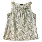 Talbots  Cotton Silk Top Women S 4 6 Paisley Print Ruffled Sleeveless Shell White Photo 0