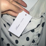 Revolve NEW  Lovers + Friends MONICA MIDI black white polka dot dress ruched Sm Photo 5