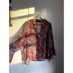 Y2K Paisley Sheer Red Flowy Ruffle Blouse 22 Boho Fairycore Whimsygoth Flutter Size undefined Photo 1