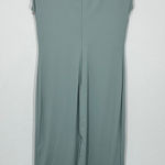 Open Edit  Funnel Mock Neck Sleeveless Midi Dress Blue Green M Slit Fitted Photo 0
