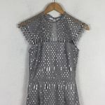 Saylor Silver Illusion Netted Sequin Sheath Knee Length Dress Small Photo 3