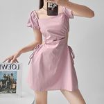 NEW Pink Sweetheart Neckline Puff Sleeve Cutout Waist Dress Size 2 Photo 0
