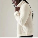 Athleta Jacket Womens Medium Ivory Tugga Sherpa Pockets Athleisure Photo 2