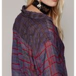 Free People Plaid Twist Top Surplice Sheer V-Neck Photo 3