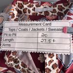 Chico's  Womens Button Up Blouse Size 8 Or 1 Maroon Floral Jaguar Print Boho Artsy Photo 12