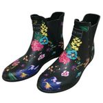 London Fog  Black Floral Piccadilly Rain Boots. Size 8. Photo 1