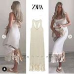 ZARA  Cream Fringe Hem Dress Photo 0