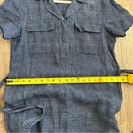 Whistles Dark Denim Easy Linen Belted Short Sleeve V Neck Shirt Dress 8 Blue Photo 9