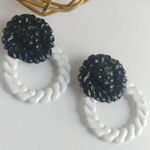 Big Bold Lion Doorknocker Black and White Statement Earrings Photo 0
