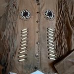 HOT LEATHER Fringe Bead/Bone Beige Leather Women’s Crop Motorcycle Jacket SZ XL Brown Photo 1