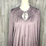 Current Air Women's Size Large Light Purple Tie Front Long Sleeve Satin Blouse Photo 0