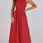 NEW Midi Knit High Neck Tank Top Racerback Pockets Dress XL Red Photo 8