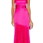 AMUR Milly Satin Pleated Strapless Cocktail Dress Pink Cabaret Womens Size 8 Photo 0